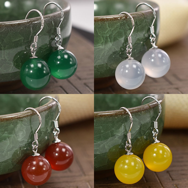 Nature Stone Black Agate Earring