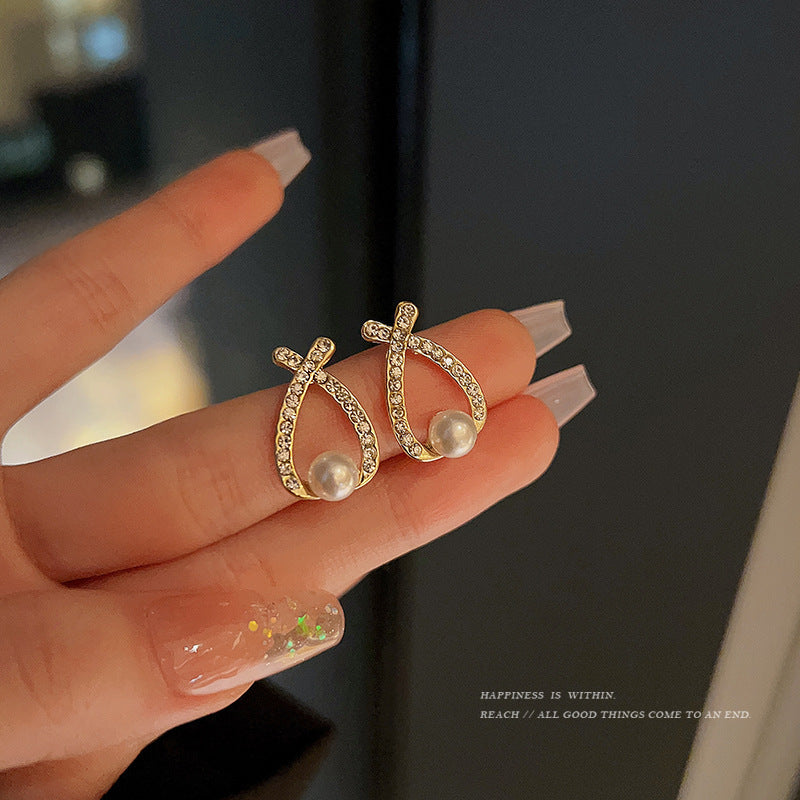 Elegant Cute Pearl Crystal Earrings