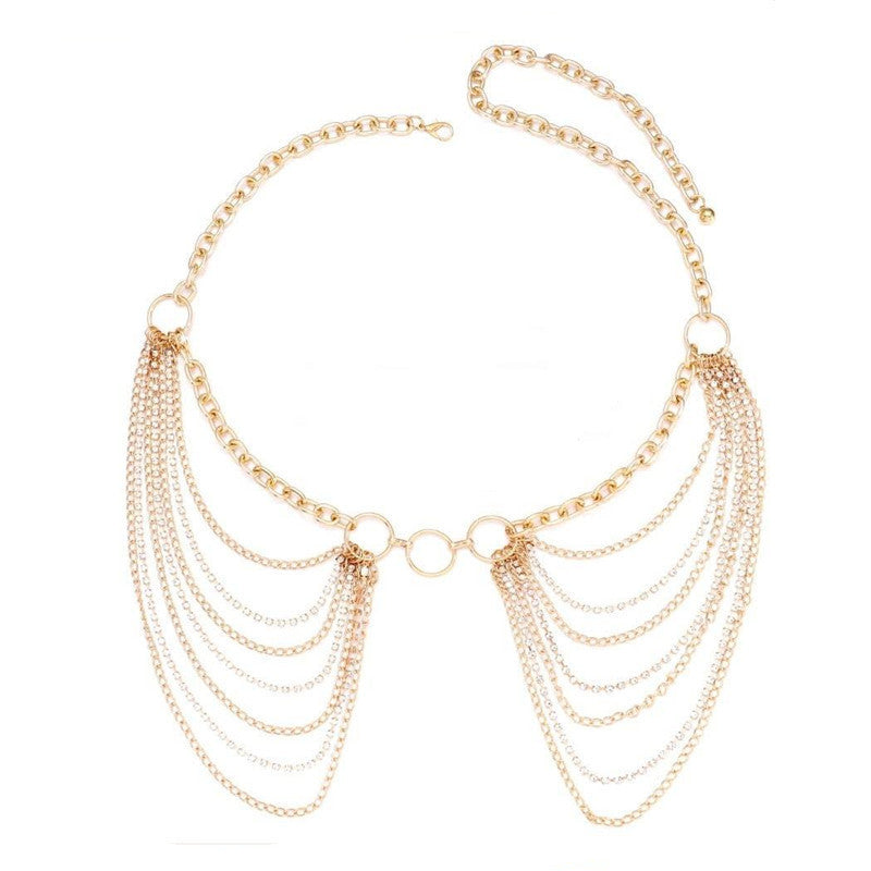 Multi-Layer Waist Chain Rhinestone Tassel Sexy Bikini Chain