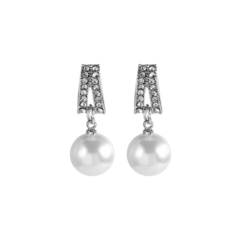 Pearl Geometric Drop Earrings