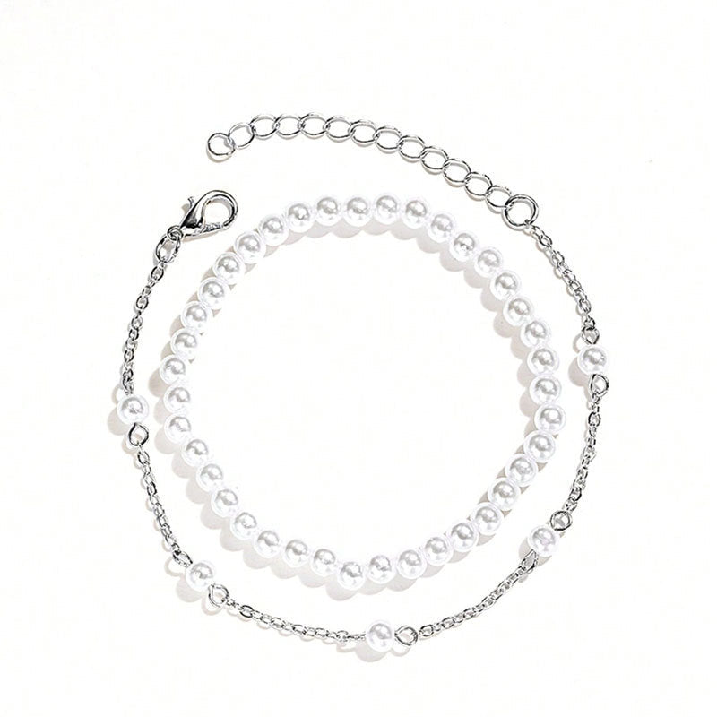 Beaded Pearl Layer Chain Bracelets