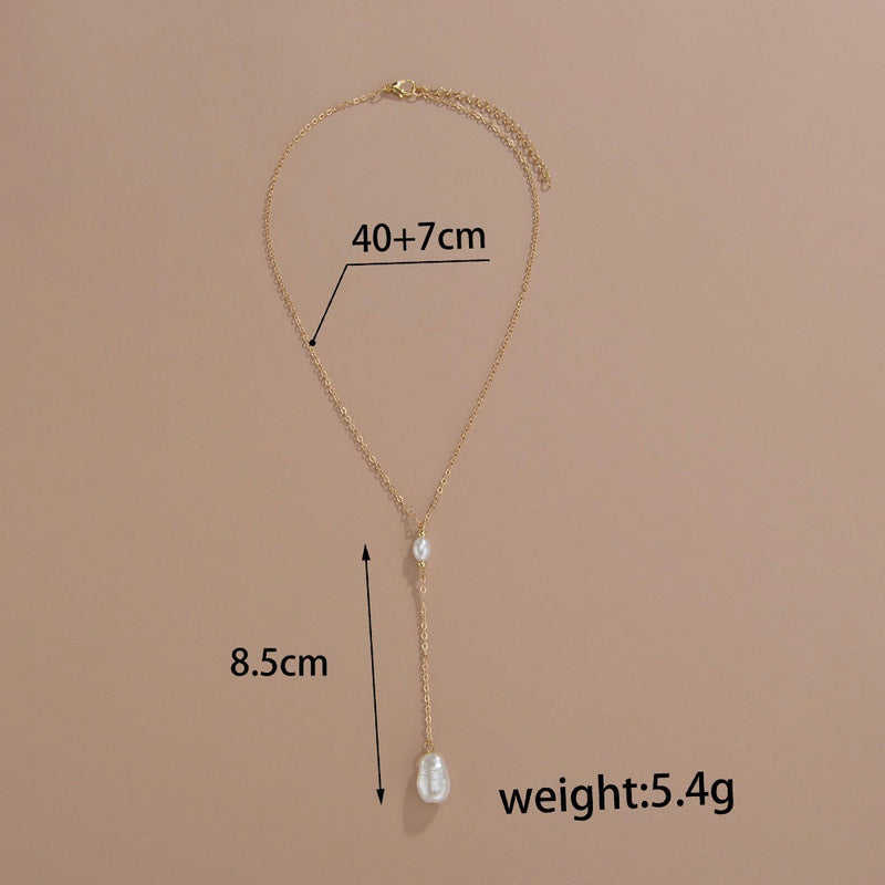 Women Pearl Sweater Chain Necklace