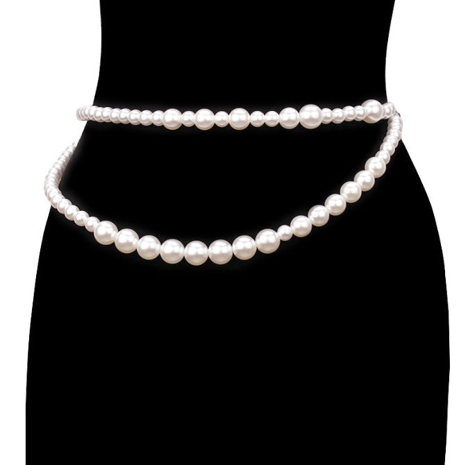 Sexy Body Chain Double-Layer Imitation Pearl Waist Chain
