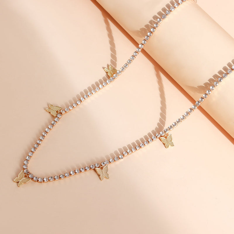 Butterfly Pendant Cross-Border Rhinestone Waist Chain