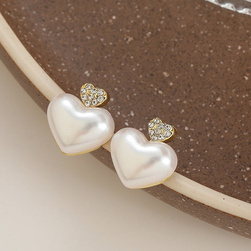 Peach Heart Pearl Earrings