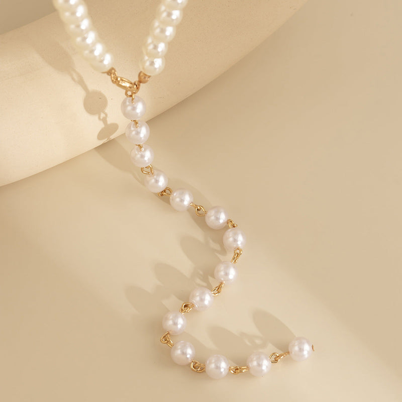 Bohemian Imitation Pearl Long Pendant Choker Necklace