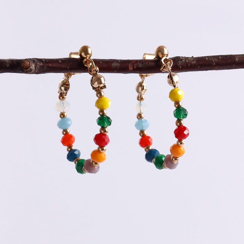 Bohemian Colorful Beaded Hoop Earrings