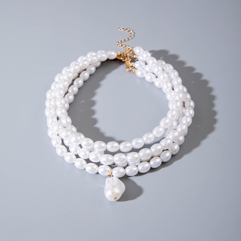 Multilayer Necklace Simple Pearl Choker Elegance Bridal Wedding Jewelry