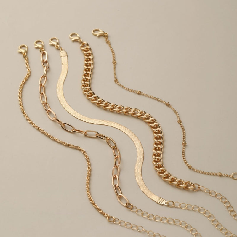 Flat Snake Twist Chain Bracelet Set