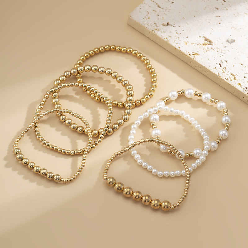Pearl Beaded Elastic Bracelet Set