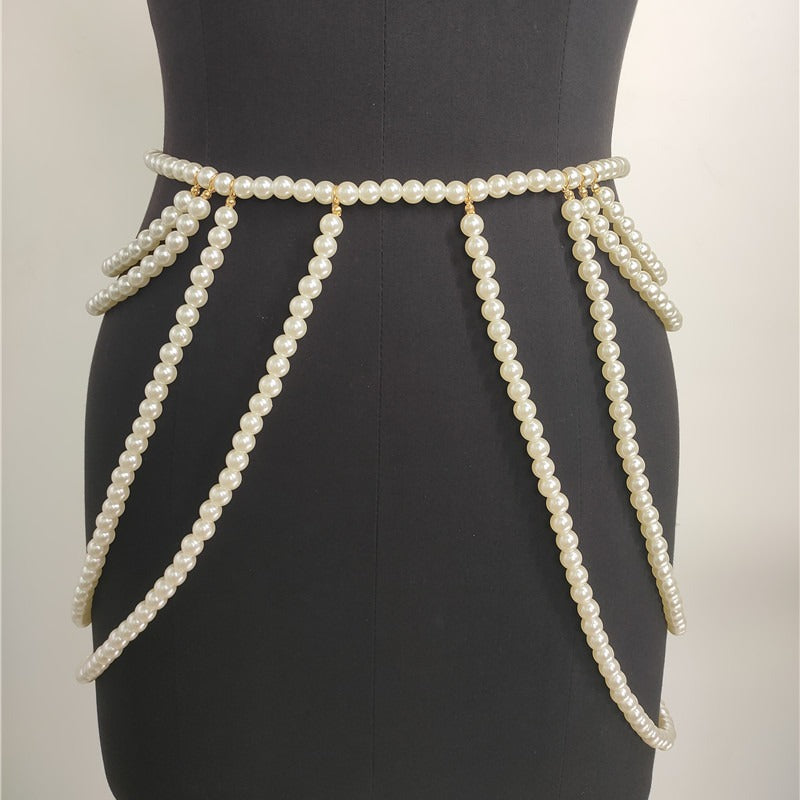 Multi-Layer Pearl Belt New Bead Skirt Chain