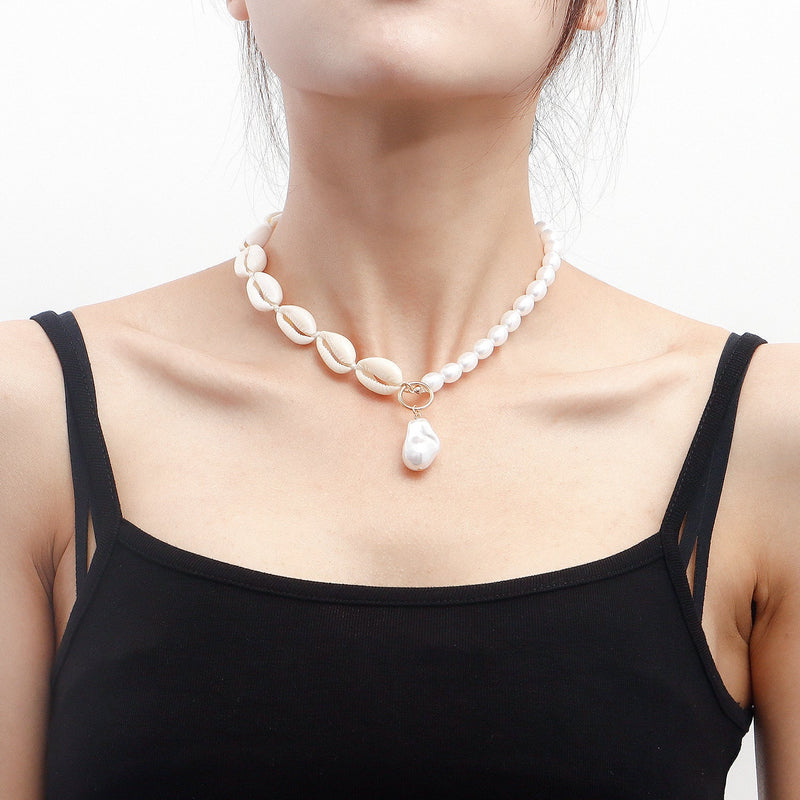 Fashion Pearl Pendant Chain Necklace Charm Faux Jewelry