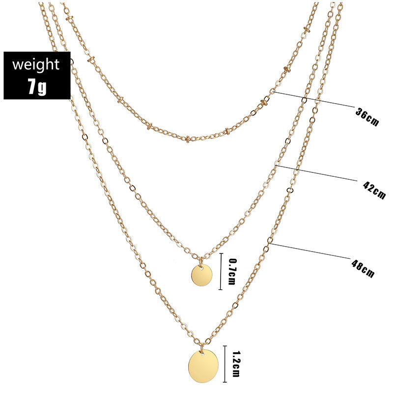 Fashion Multi Layered Round Pendant Chain Necklace