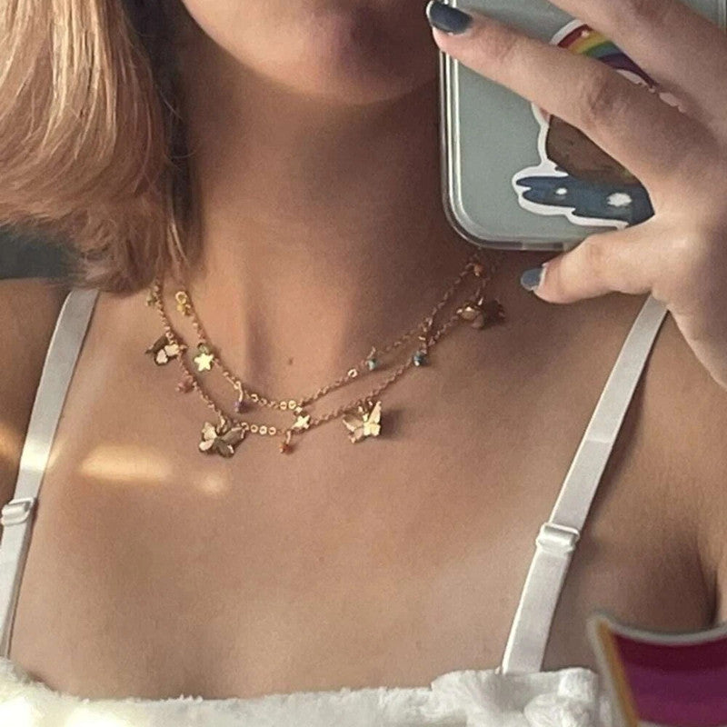Elegant Butterfly layer Chain Necklace