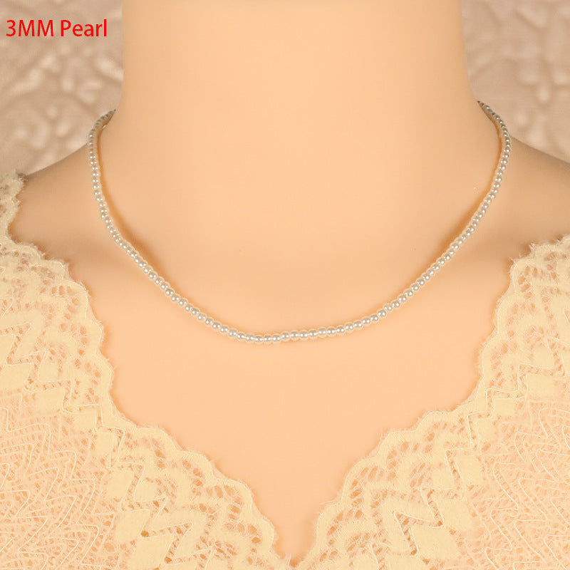 Glass Pearl Necklace Jewelry Summer Choker Jewelry