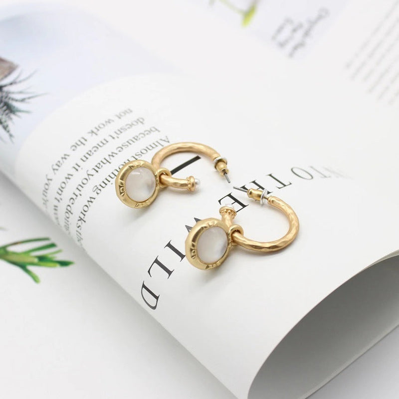 Opal Round Hoop Earrings