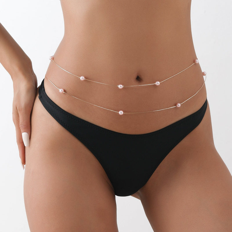 Imitation Pearl Chain Metal Waist Chain Beaded Belly Chains