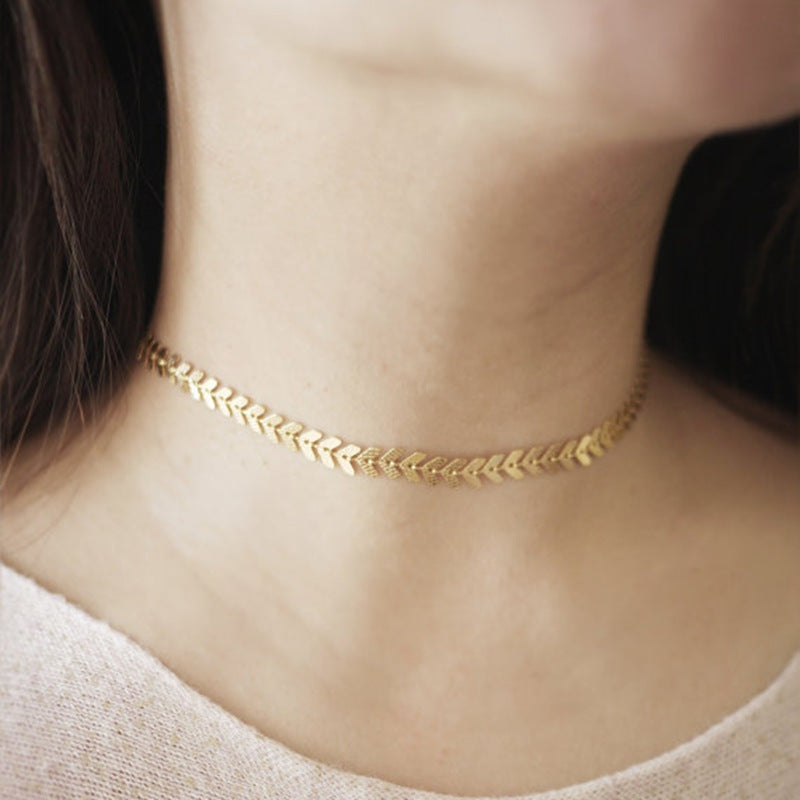 Wheat Peace Olive Leaf Necklace