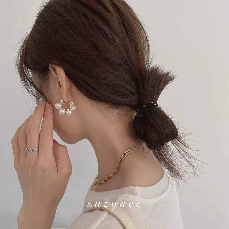 Hoop Imitation Pearl C-Shaped Earrings