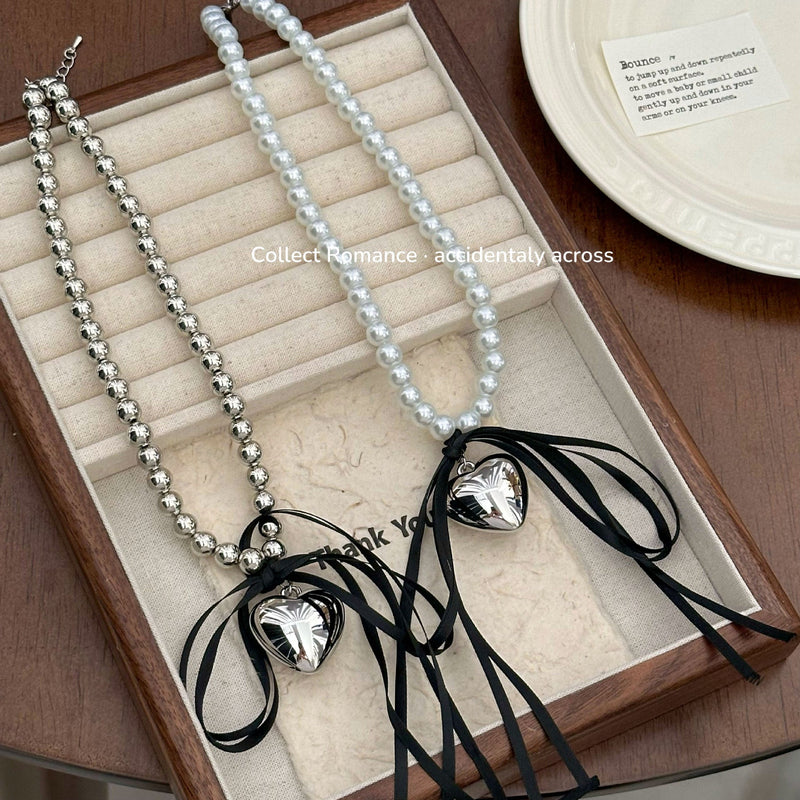 Heart Bowknot Pearl Necklaces