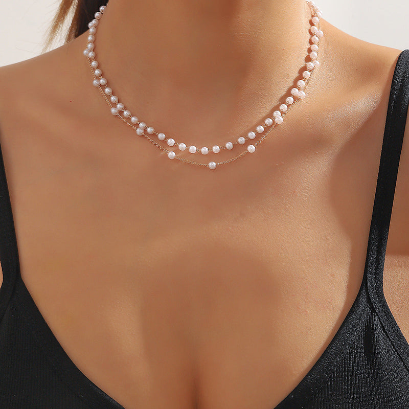 Pearl Pendant Multi-layer Necklace