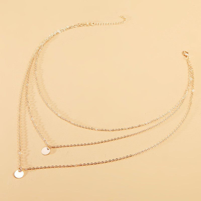 Disc Necklace Layered Round Necklace