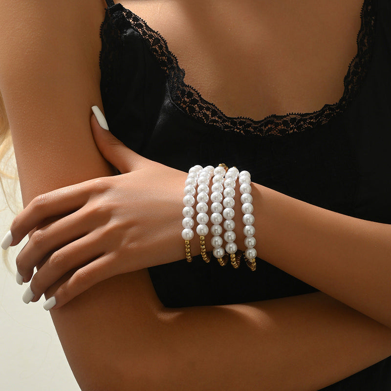 Pearl Stretch beaded Bracelet Set