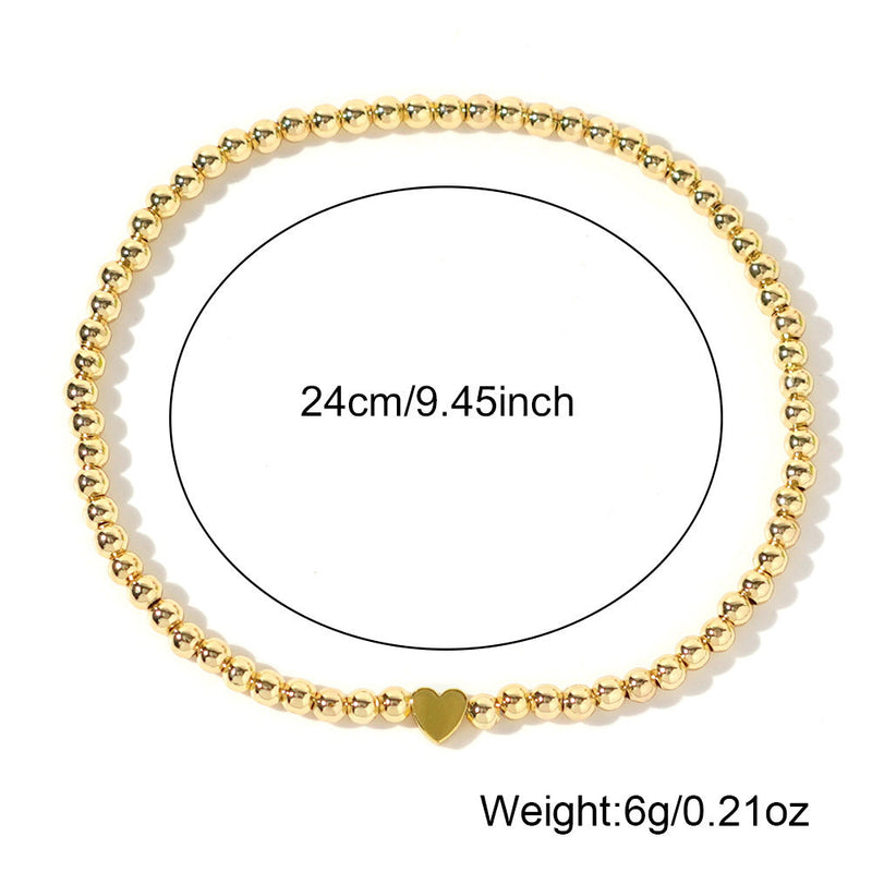 Metallic Beads Love Heart Anklets Jewelry