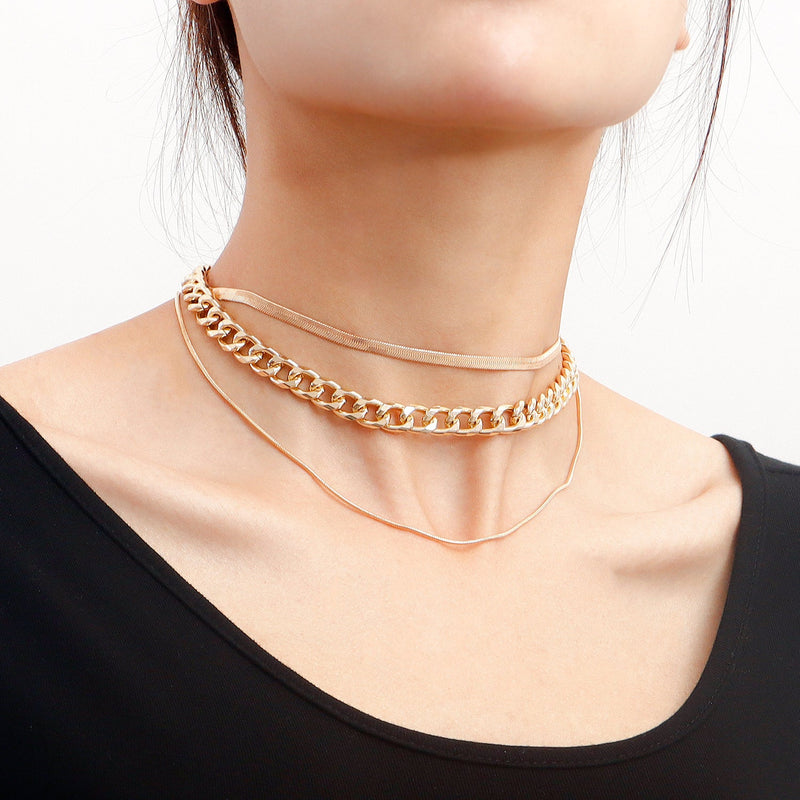 Simple Punk Thick Chain Snake Bone Chain Necklace