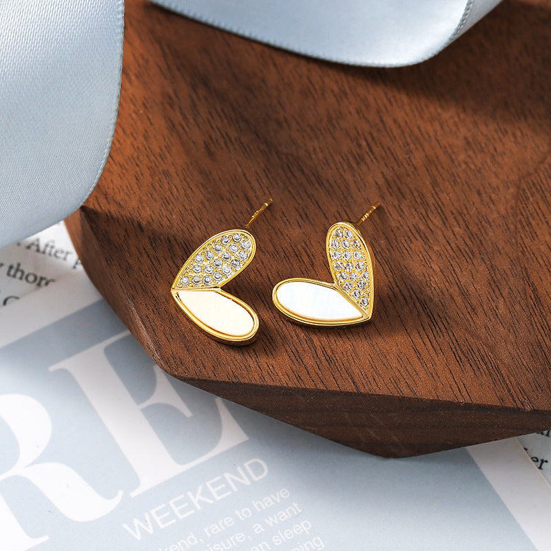 Heart Tiny Studs Enamel Earrings