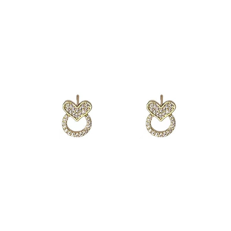 Rhinestone Heart Tiny Stud Earrings