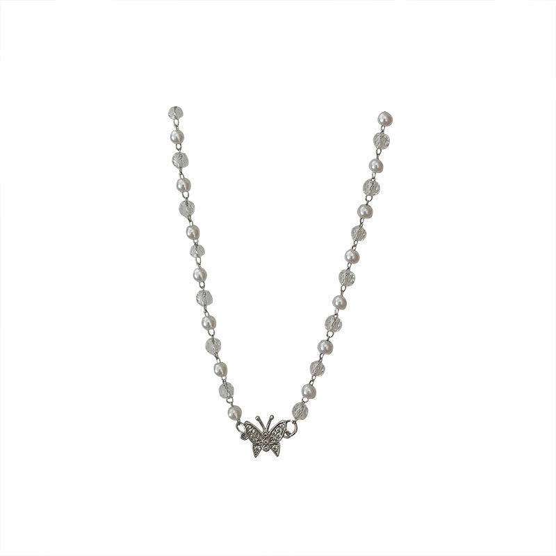 Pearl Butterfly Charm Necklaces