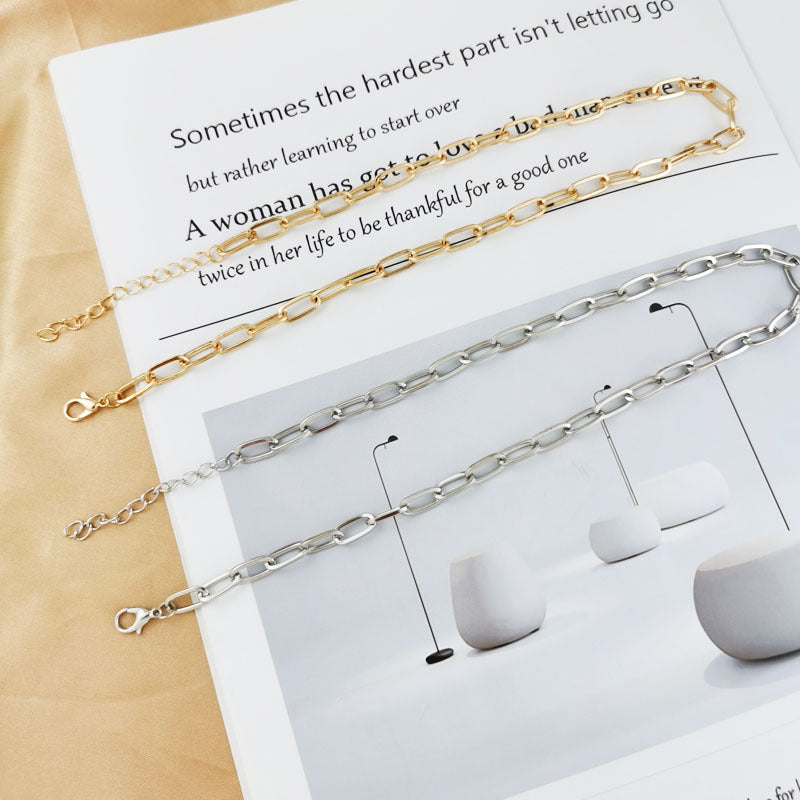 Dainty Paper clip Link Chain Necklace Bracelet