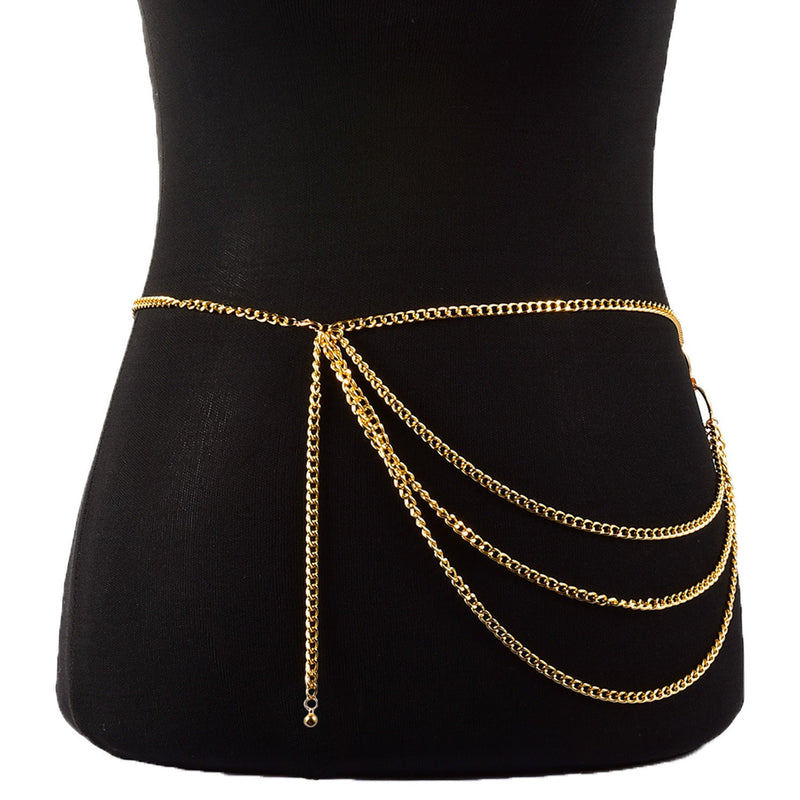Elegant Multilayer Gold Chain Waist Belt