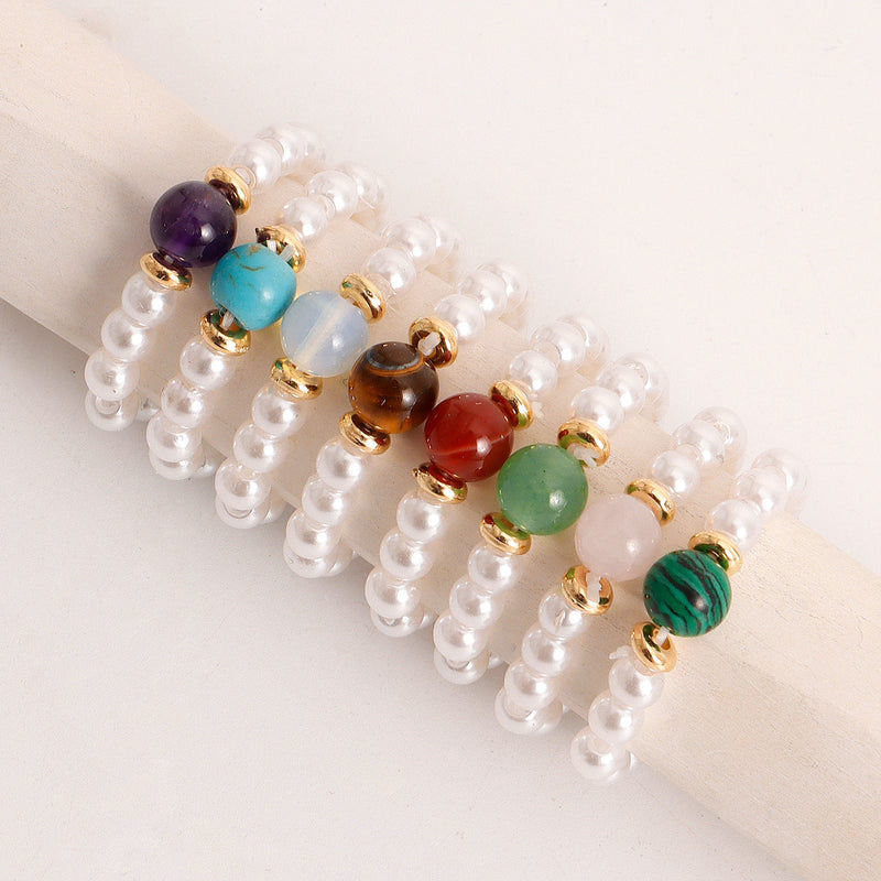 Elastic Beaded Pearl Finger Rings
