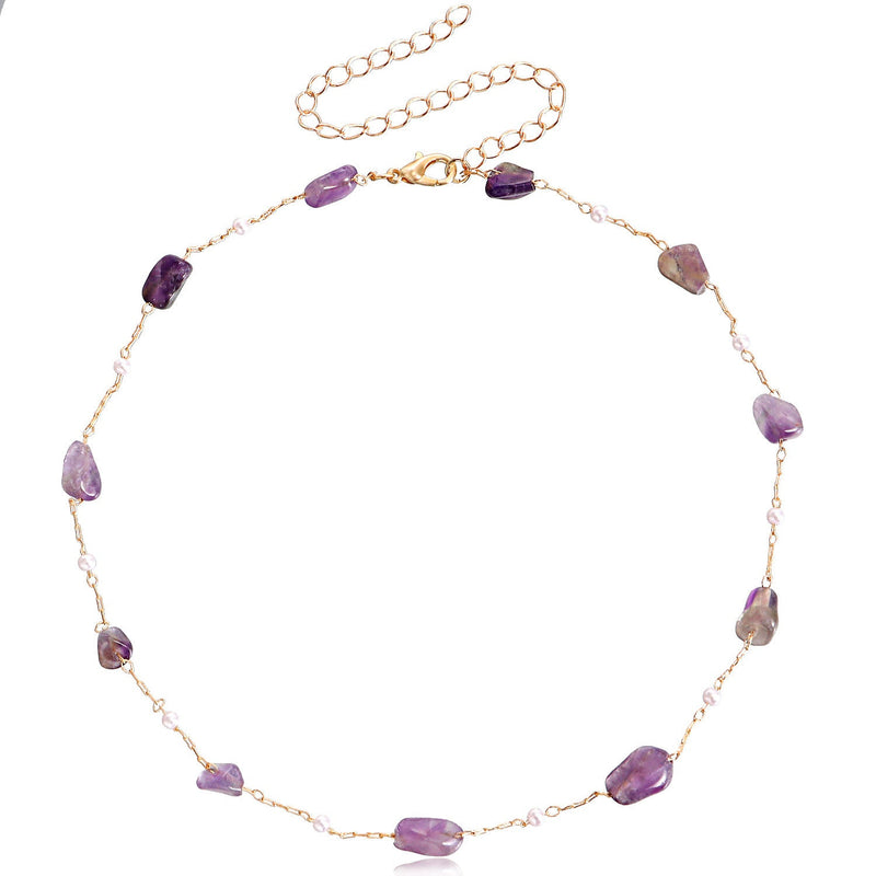 Beach Colorful Natural Irregular Stone Necklace