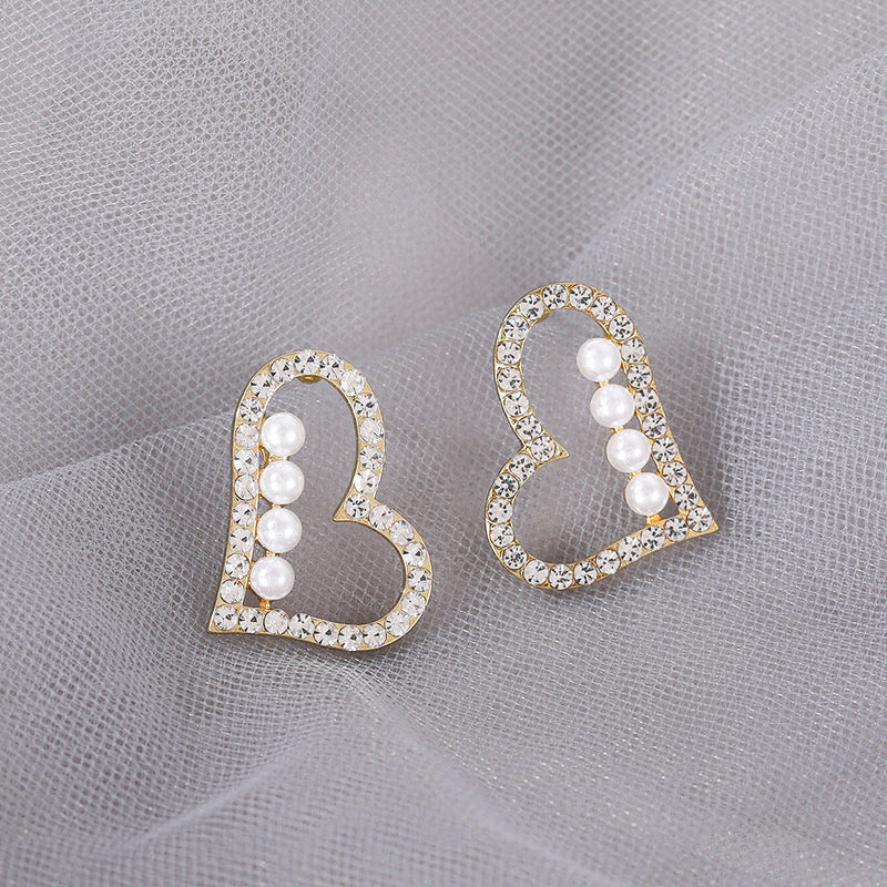 Love Heart Crystal Pearl Earring