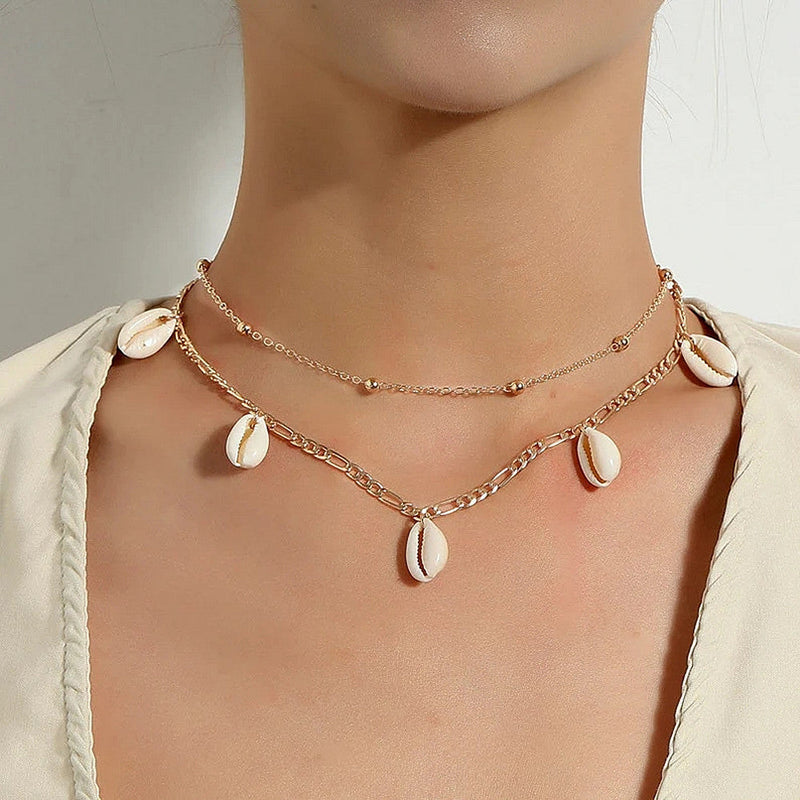 Shell Layer Chain Necklace