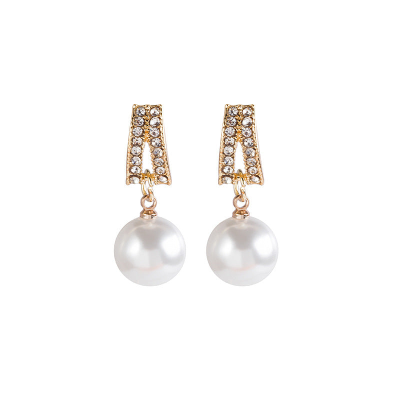Pearl Geometric Drop Earrings