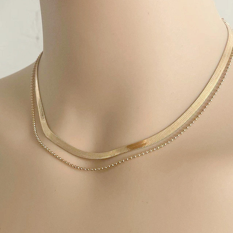 Double Layer Herringbone Snake Chain Necklace