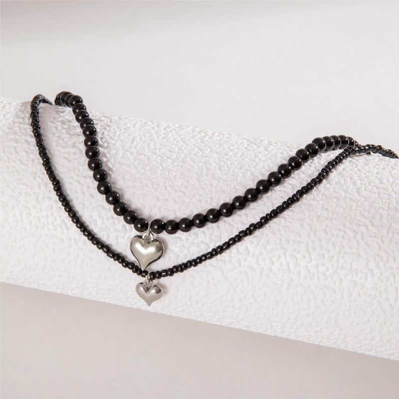Heart Pendant Black Short Choker Necklaces