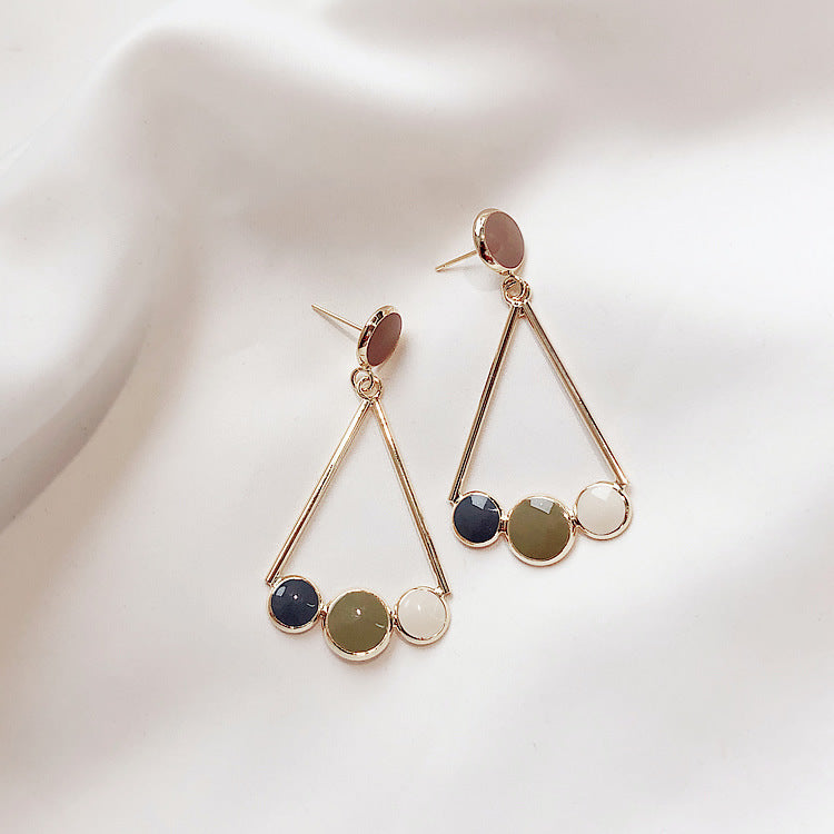 Colorful Triangle Stud Drop Earring