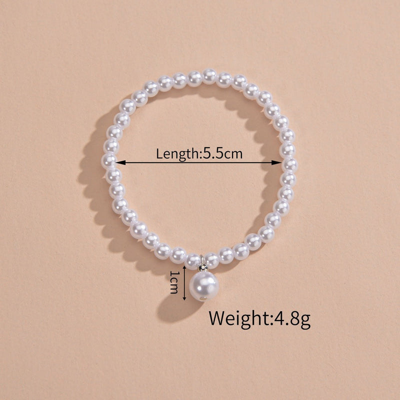Pearl Beaded Anklet Chain Elastic Beach Foot Bracelet
