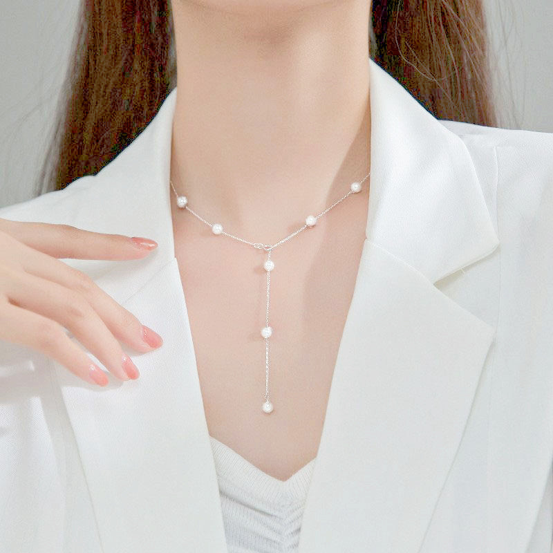 Pearl Chain Lariat Women Necklaces