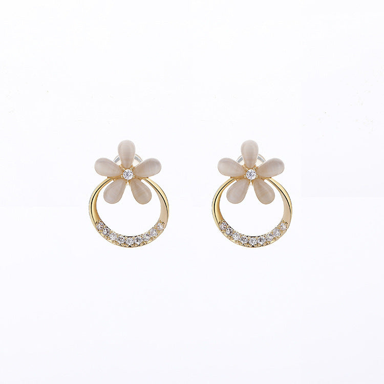 Opal Flower Stud Earrings
