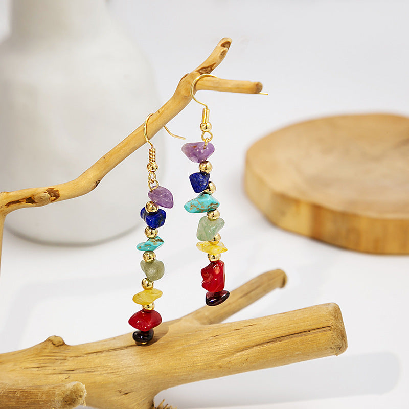 Colorful Irregular Natural Stone Earring