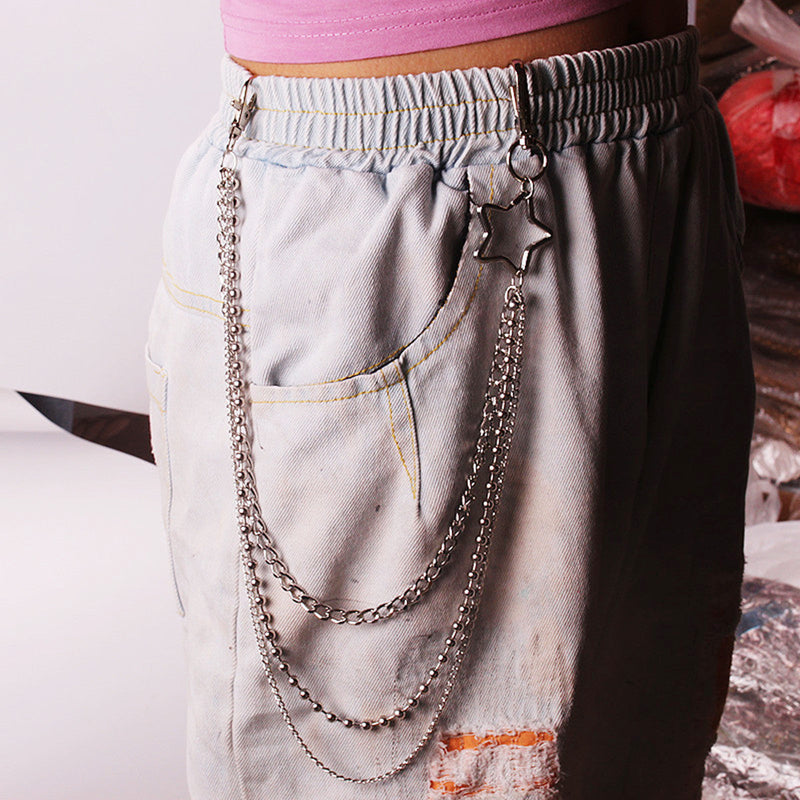 Geometric Multi-layer Waist Chain Hollow Cross Pants Chain