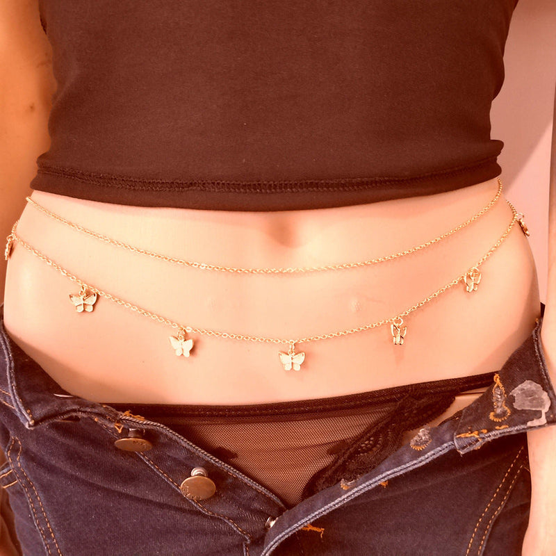 Mini Butterfly Pendant Waist Chain Elegant Waist Belly Chain
