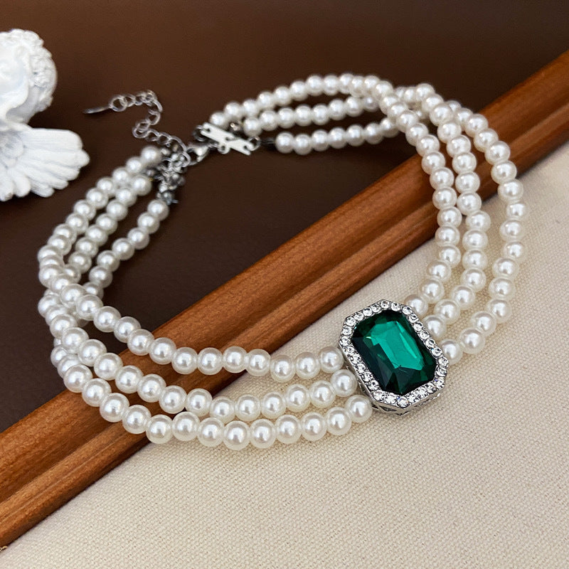 Round Bead Multi-layer Pearl Choker Necklace Jewelry