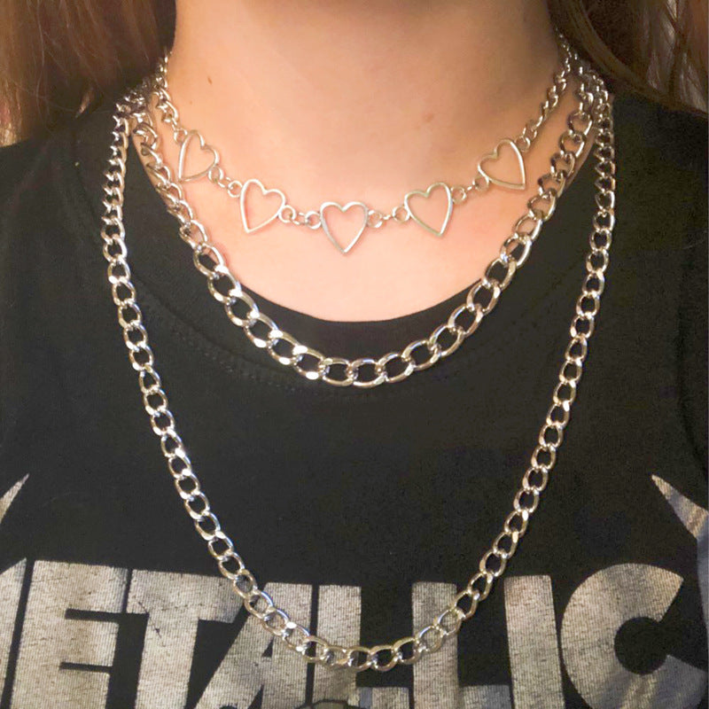 Layered Chain Necklace Neck Chains Lock Pendant Jewelry